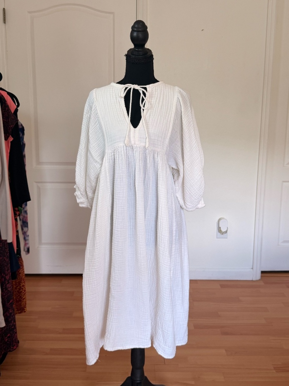 Daughters of India Kyra Midi Dress White Cotton Gauze Boho Cottagecore